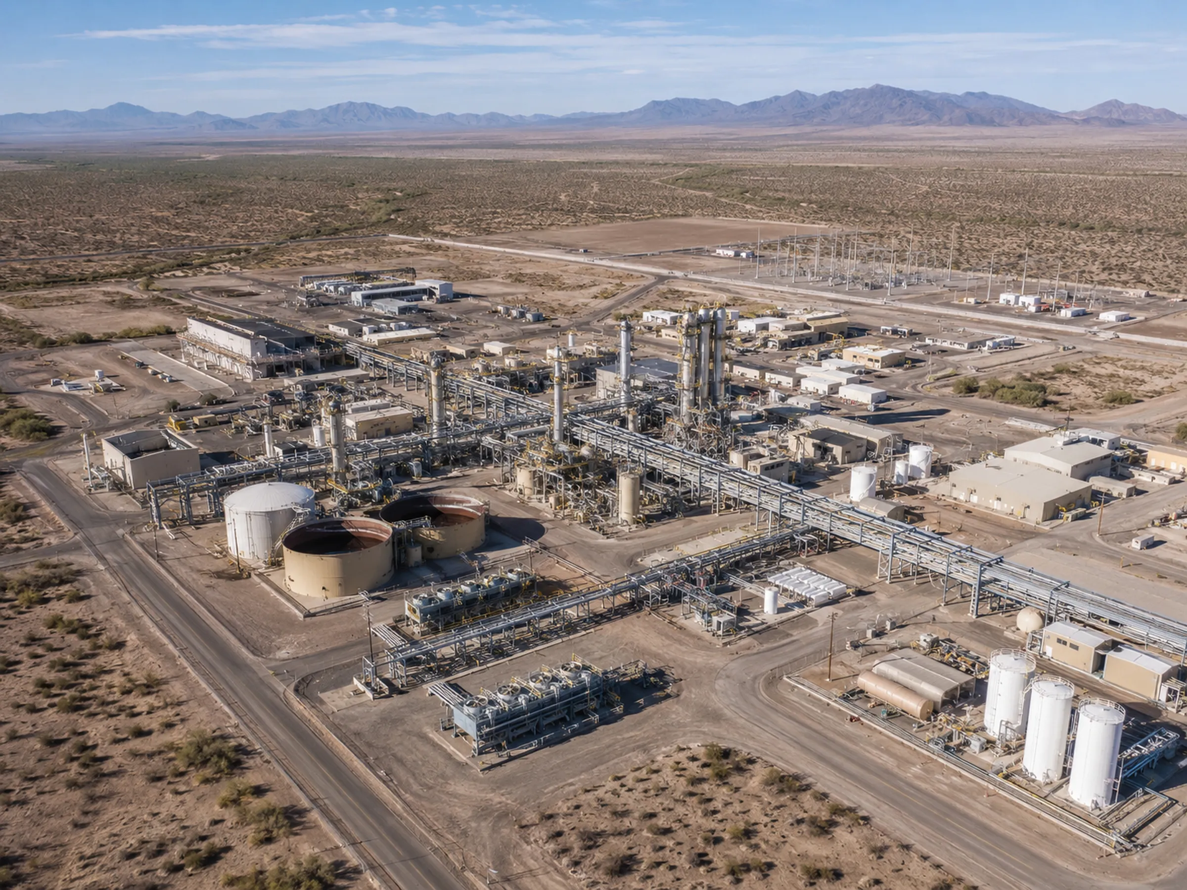 Aerial view of a large industrial asset during an inspection flight.